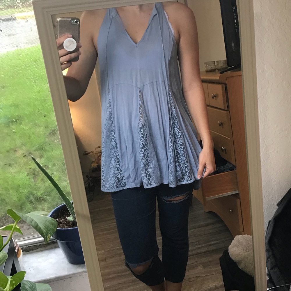 Blue sleeveless top